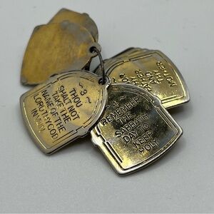 Vintage mid-century Christian Bible 10 Commandments Silver/Brass Keychain Charms